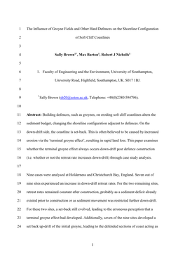 1 the Influence of Groyne Fields and Other Hard Defences on the Shoreline Configuration