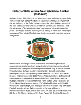 History of Belle Vernon Area High School Football (1965-2015)