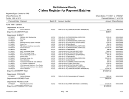 Claims Register for Payment Batches