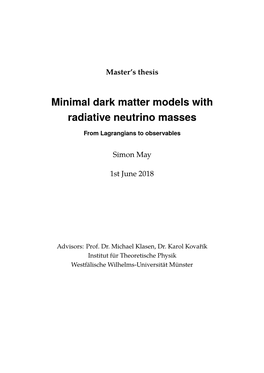 Minimal Dark Matter Models with Radiative Neutrino Masses