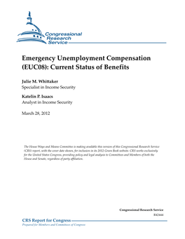 Emergency Unemployment Compensation (EUC08): Current Status of Benefits