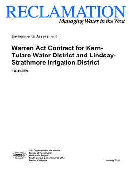 Warren Act Contract for Kern- Tulare Water District and Lindsay- Strathmore Irrigation District