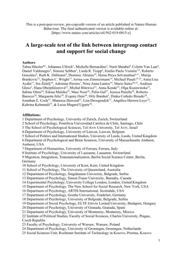 A Large-Scale Test of the Link Between Intergroup Contact and Support for Social Change