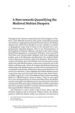 A Note Towards Quantifying the Medieval Nubian Diaspora
