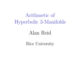 Arithmetic of Hyperbolic 3-Manifolds