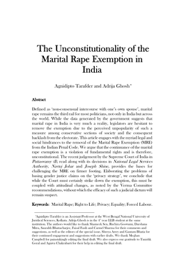 The Unconstitutionality of the Marital Rape Exemption in India