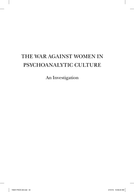 The War Against Women in Psycho Analytic Culture