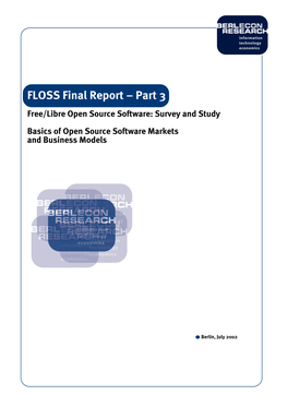FLOSS Final Report – Part 3 Free/Libre Open Source Software: Survey and Study