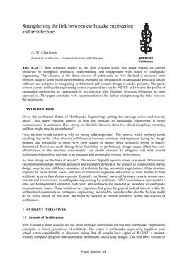 Strengthening the Link Between Earthquake Engineering and Architecture