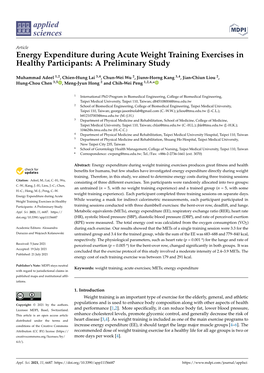 Energy Expenditure During Acute Weight Training Exercises in Healthy Participants: a Preliminary Study