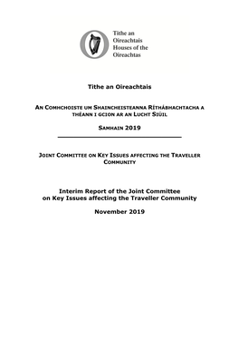 Interim Report of the Joint Committee on Key Issues Affecting the Traveller Community