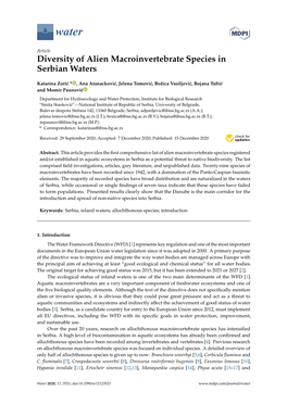 Diversity of Alien Macroinvertebrate Species in Serbian Waters