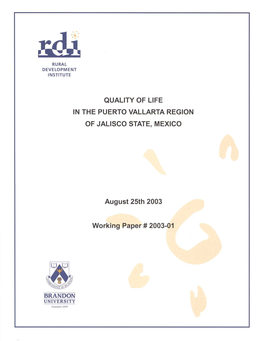 Quality of Life in the Puerto Vallarta Region of Jalisco State, Mexico