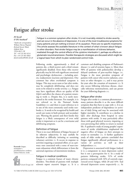 Fatigue After Stroke