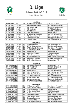 Spielplan 3. Liga 2012-2013