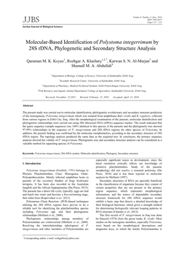 Molecular-Based Identification of Polystoma Integerrimum by 28S Rdna, Phylogenetic and Secondary Structure Analysis