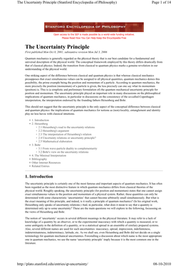 The Uncertainty Principle (Stanford Encyclopedia of Philosophy) Page 1 of 14