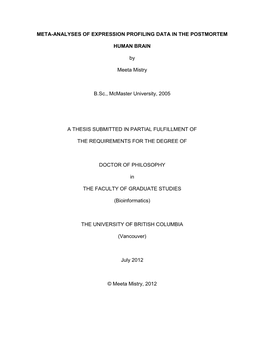 Meta-Analyses of Expression Profiling Data in the Postmortem