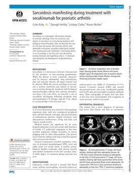 Sarcoidosis Manifesting During Treatment with Secukinumab for Psoriatic Arthritis Colm Kirby ‍ ‍ ,1 Darragh Herlihy,2 Lindsey Clarke,3 Ronan Mullan1