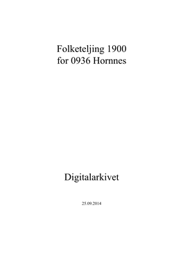 Folketeljing 1900 for 0936 Hornnes Digitalarkivet