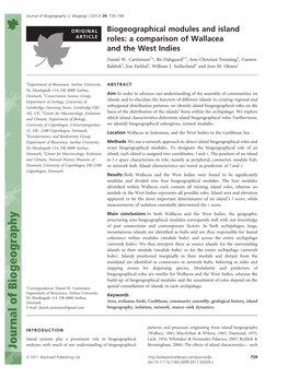 Biogeographical Modules and Island Roles: a Comparison of Wallacea