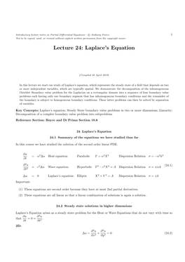 Lecture 24: Laplace's Equation