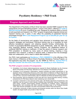 Psychiatry Residency + Phd Track