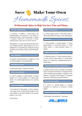 Homemade Spices to Help You Save Time and Money