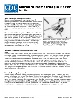 Marburg Hemorrhagic Fever Fact Sheet