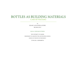 Bottles As Building Materials Case of Watamu