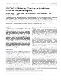 Predicting Coupling Probabilities of G-Protein Coupled Receptors Gurdeep Singh1,2,†, Asuka Inoue3,*,†, J