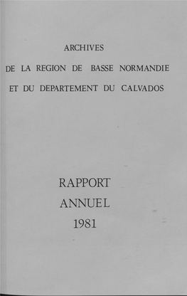 RAPPORT ANNUEL 1981 CAEN, Le 22 Février 1982