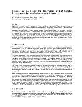 Guidance on the Design and Construction of Leak-Resistant Geomembrane Boots and Attachments to Structures