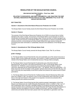 Resolution of the Navajo Nation Council