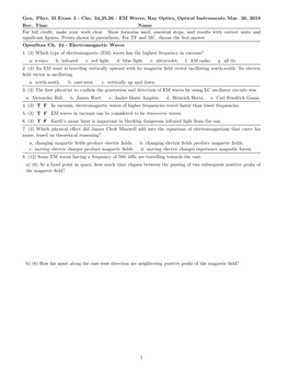 EM Waves, Ray Optics, Optical Instruments Mar