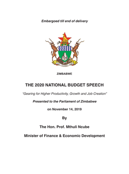 The 2020 National Budget Speech