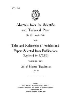 Abstracts from the Scientific and Technical Press Titles And