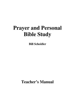 Prayer and Personal Bible Study