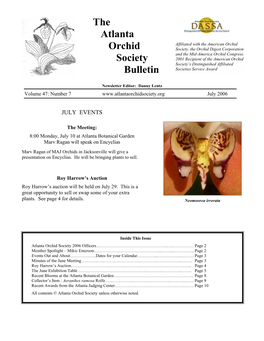 Atlanta Orchid Society Newsletter