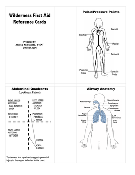 Wilderness First Aid Reference Cards