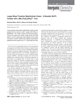 Largest Mixed Transition Metal/Actinide Cluster: a Bimetallic Mn/Th Complex with A