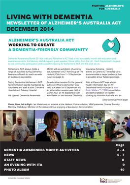 Living with Dementia Newsletter of Alzheimer’S Australia Act December 2014
