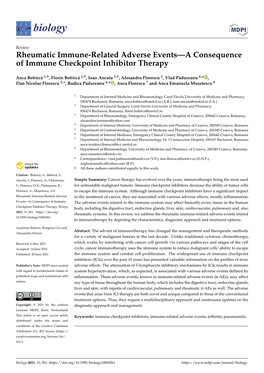 Rheumatic Immune-Related Adverse Events—A Consequence of Immune Checkpoint Inhibitor Therapy