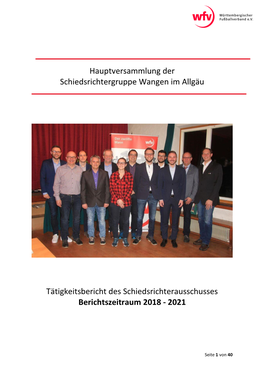 Hauptversammlung Der Schiedsrichtergruppe Wangen Im Allgäu