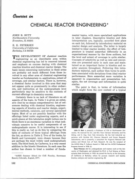 Chemical Reactor Engineering*