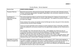 ANNEX 1 Scrutiny Review – Service Appraisal Service Area EVENTS