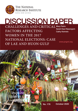 Challenges and Critical Factors Affecting Women in the 2017 National Elections: Case of Lae and Huon Gulf