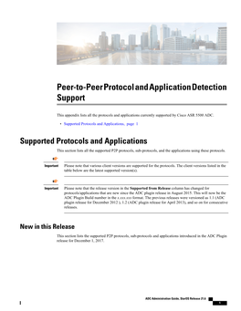 Peer-To-Peer Protocol and Application Detection Support