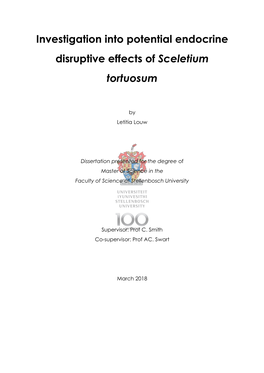 Investigation Into Potential Endocrine Disruptive Effects of Sceletium Tortuosum