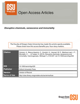 Disruptive Chemicals, Senescence and Immortality